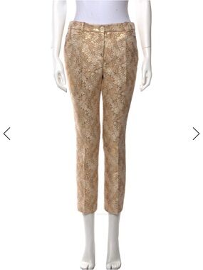 Michael Kors Collection Metallic Gold Floral Cropped Pants